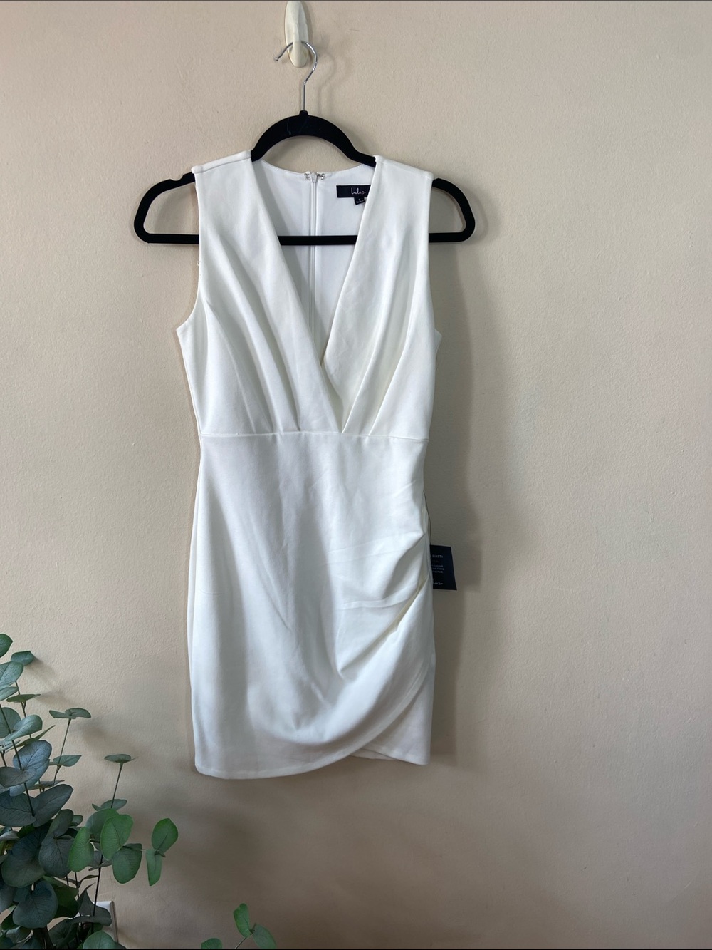 New Lulus Small White Ruched Faux Wrap Mini Dress Bridal Bachelorette Party